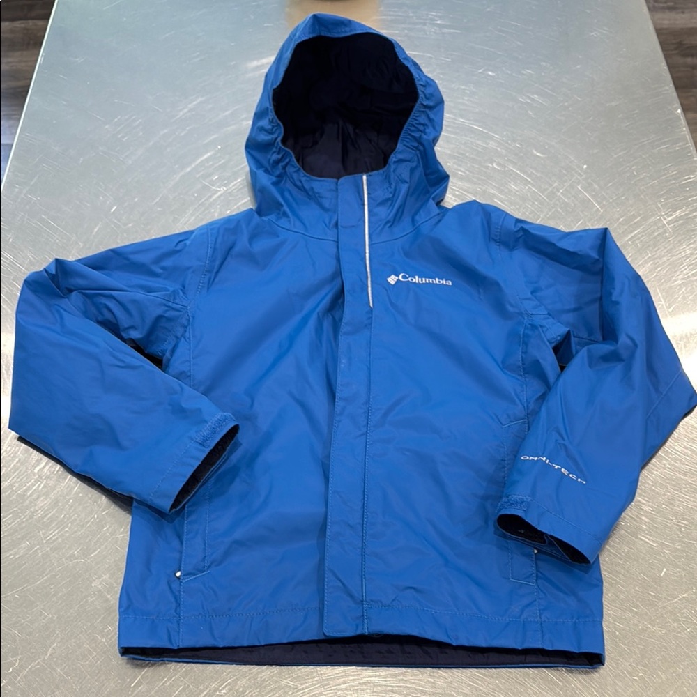 Columbia Omni Tech Blue Kids Raincoat Weather-Resistant Hooded Design
